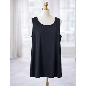 Susan Graver Liquid Knit Cami Tank Top Sleeveless Travel Office Black Size 1x